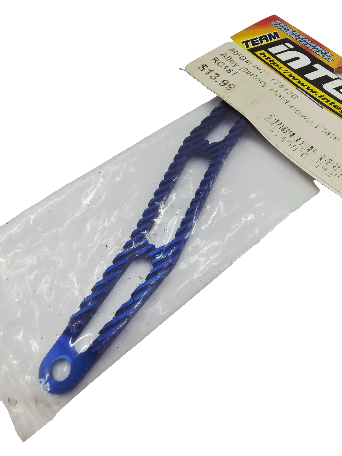 Integy Blue alloy battery hold down plate rc18t NOS vintage discontinued