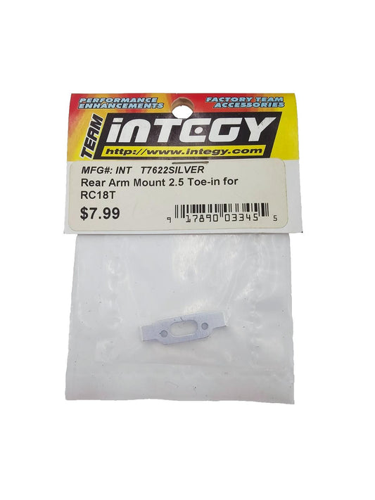 Integy Billet Machined Rear Arm Mount 2.5 Toe-in for 1/18 RC18T #T7622SILVER