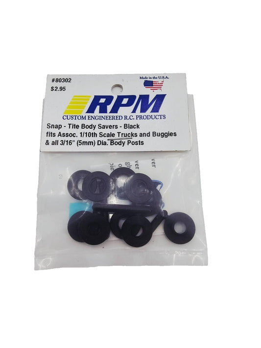 RPM 3/16" Snap tite body savers black 1/10th scale #80302