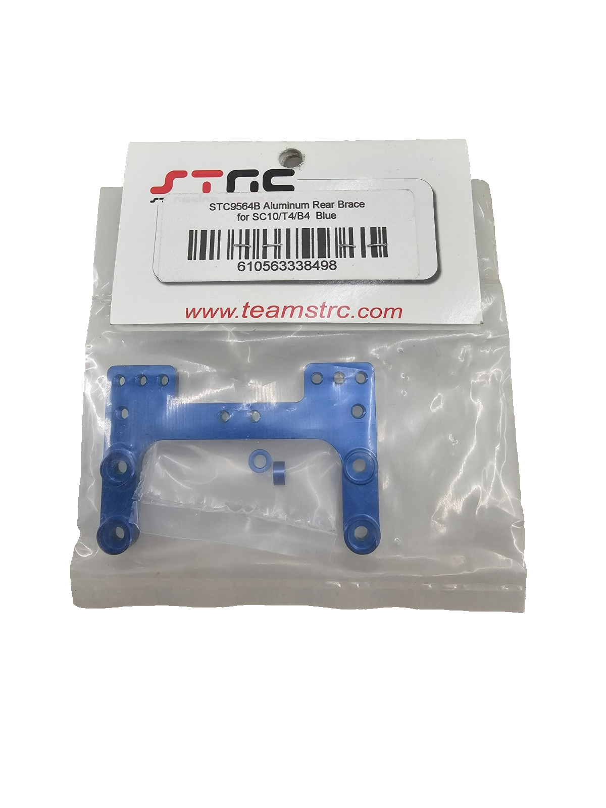 STRC CNC Machined precision aluminum rear brace for SC10/T4/B4 Blue #STRC9564B