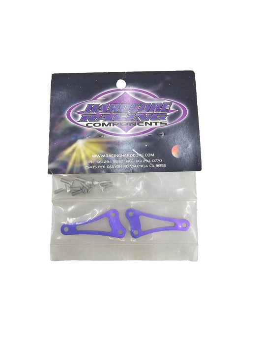 Hardcore Racing TC3 Front Differential braces Purple, some hardware removed