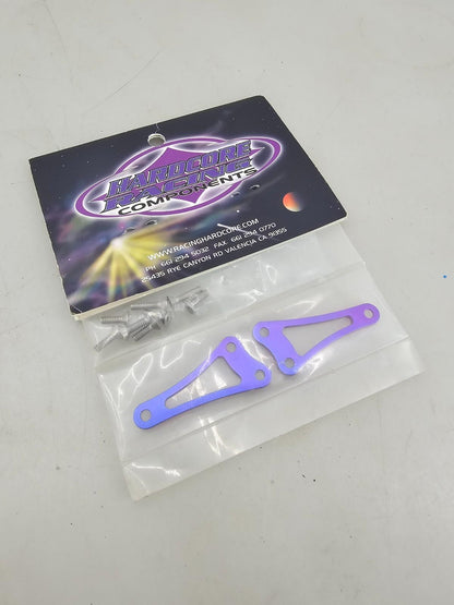 Hardcore Racing TC3 Front Differential braces Purple, some hardware removed