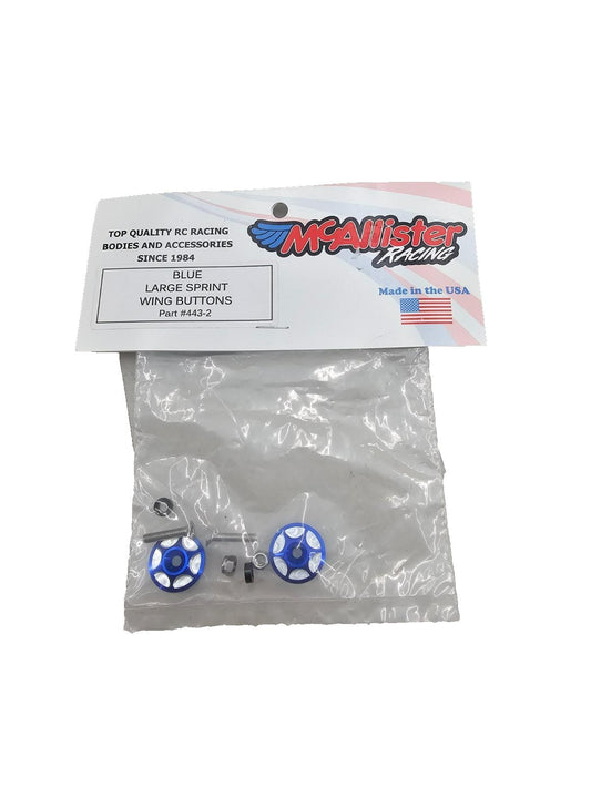 McAllister racing blue large aluminum spring wing buttons #443-2