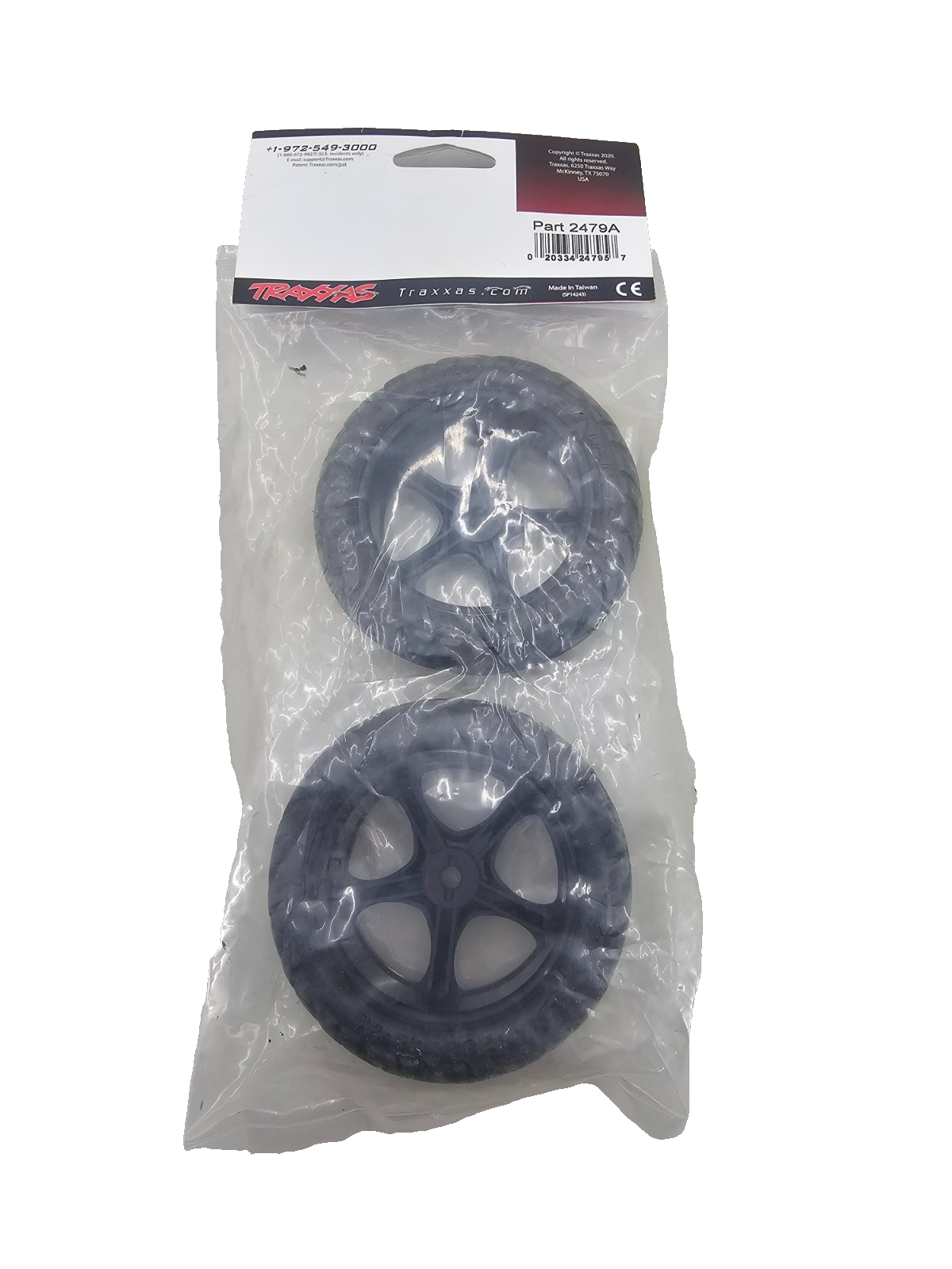 Traxxas Anaconda tires with foam inserts on black chrome wheels for bandit front