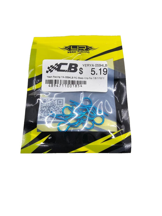 Yeah Racing rc body clips in laser blue for 1/8, 1/10, 1/12 #0594LB