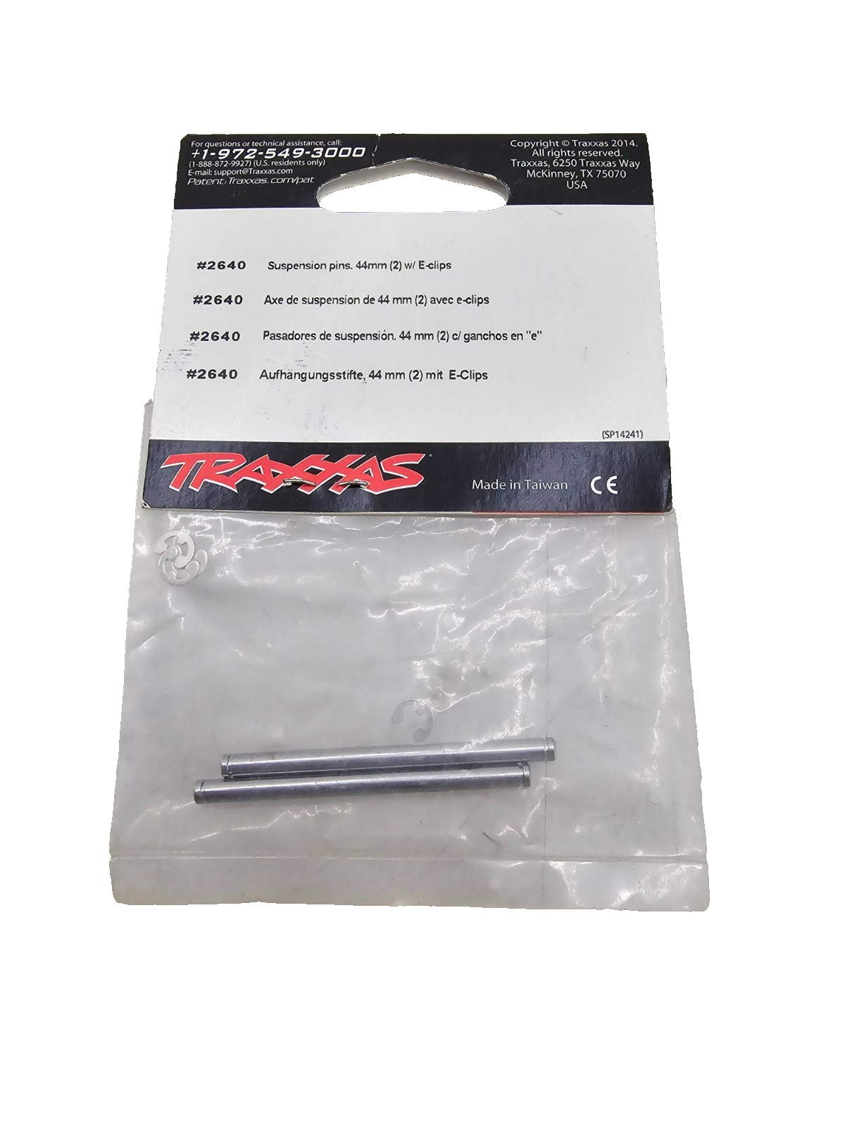 Traxxas suspension pins 44mm (2) with e clips #2640