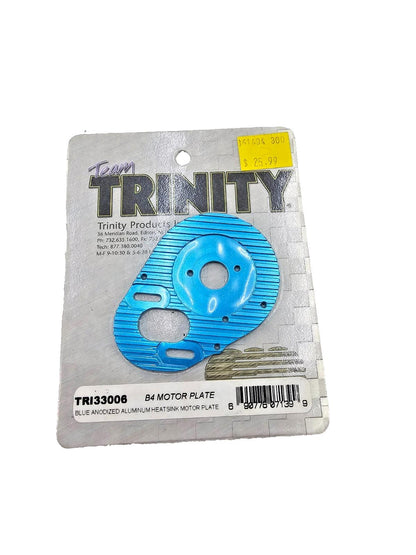 Trinity Blue aluminum B4 Motor plate, vintage NOS #TRI33006