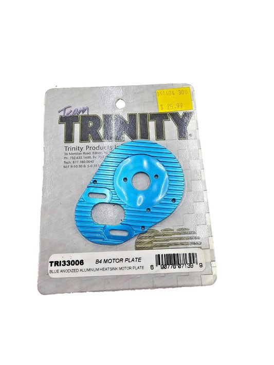 Trinity Blue aluminum B4 Motor plate, vintage NOS #TRI33006
