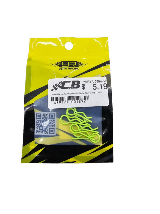Yeah Racing Yellow body klips for 1/10 & 1/8th scale #0594YW