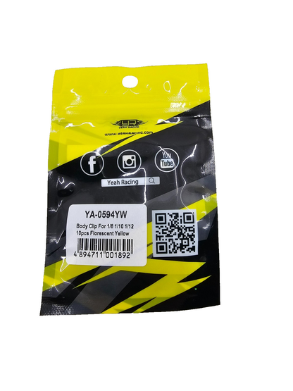 Yeah Racing Yellow body klips for 1/10 & 1/8th scale #0594YW