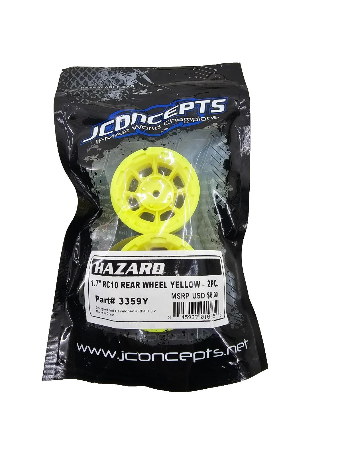 Jconcepts Hazard 1.7 RC10 1/10 yellow wheels, two packs x4 wheels #3359Y