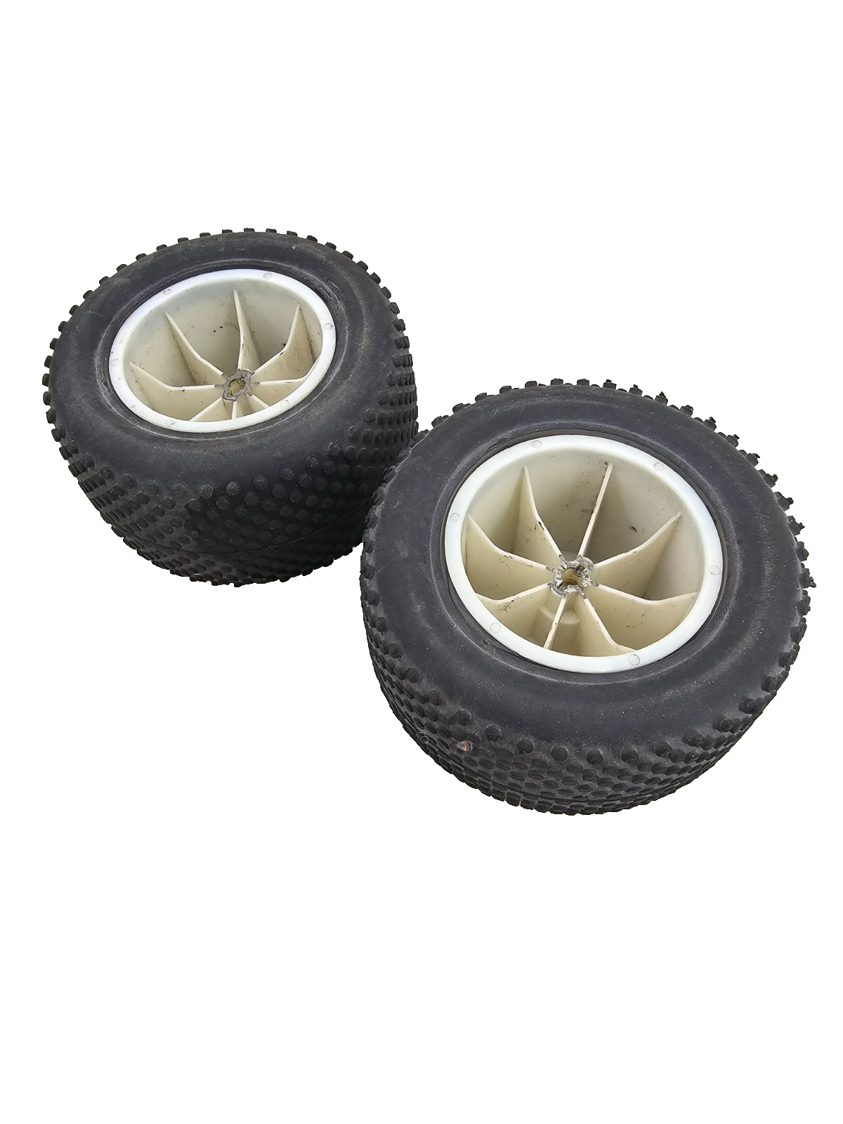 Vintage Team Losi tires, pair of 2 on white wheels 2.20 x 2.00