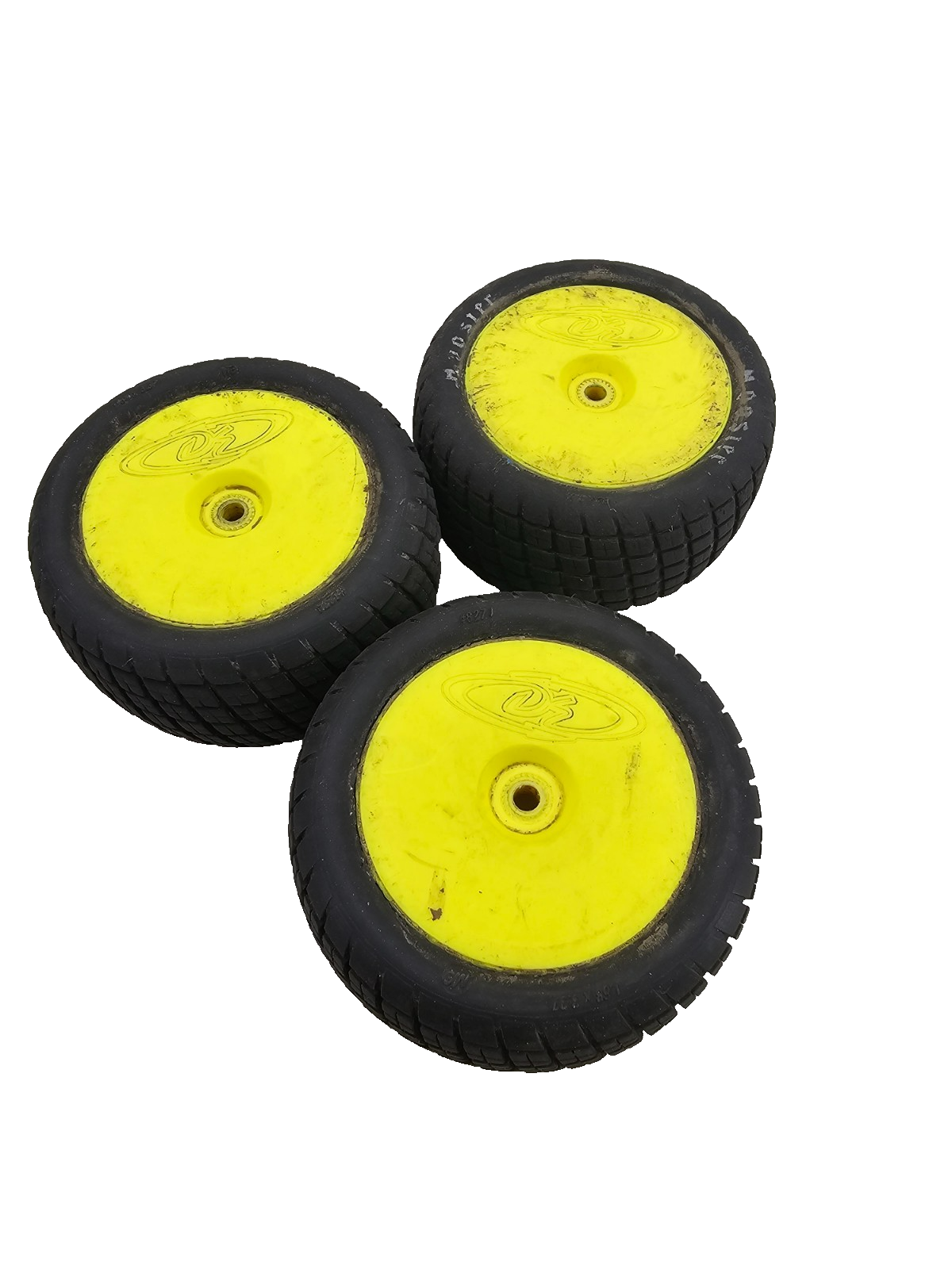 Pro-Line Hoosier 827402 tires on yellow disc wheels, set of 3 wheels 2.2"