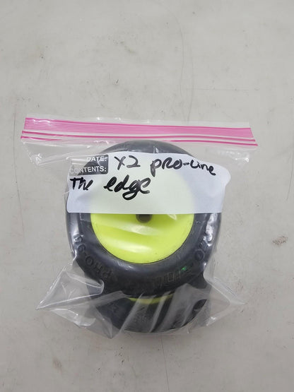 Vintage Pro-Line stadium truck tires "The Edge" pair of two uses bearings XXX-NT