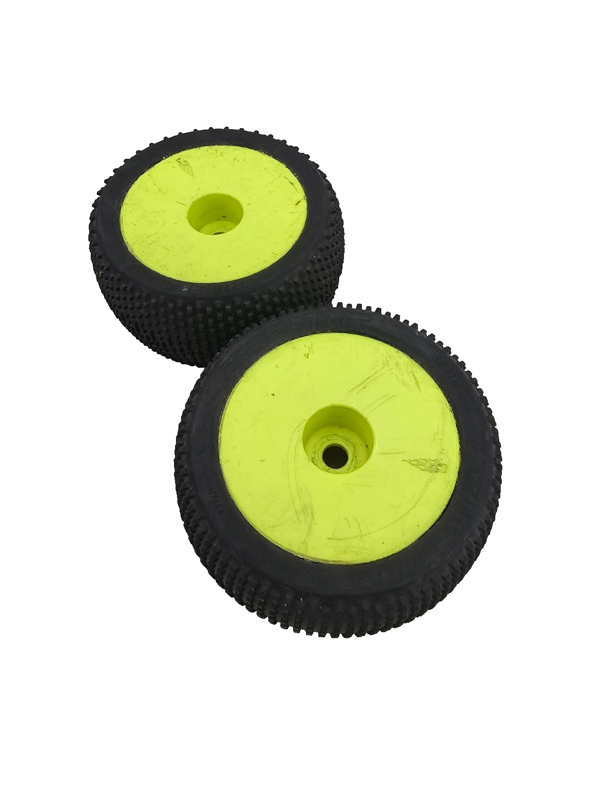 Pro-Line Crime Fighters on yellow disc wheels pair of 2 5.65X2.68