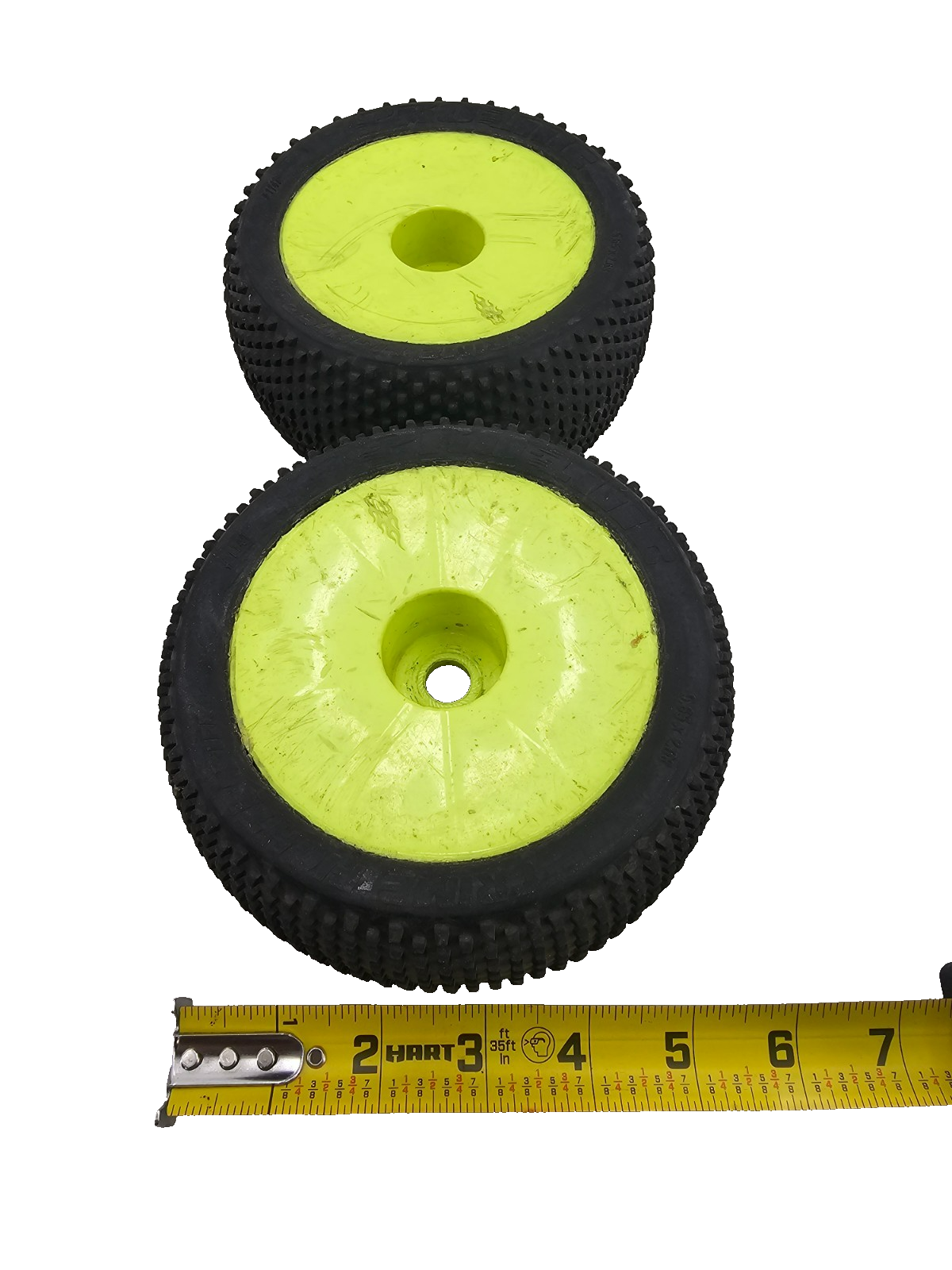 Pro-Line Crime Fighters on yellow disc wheels pair of 2 5.65X2.68