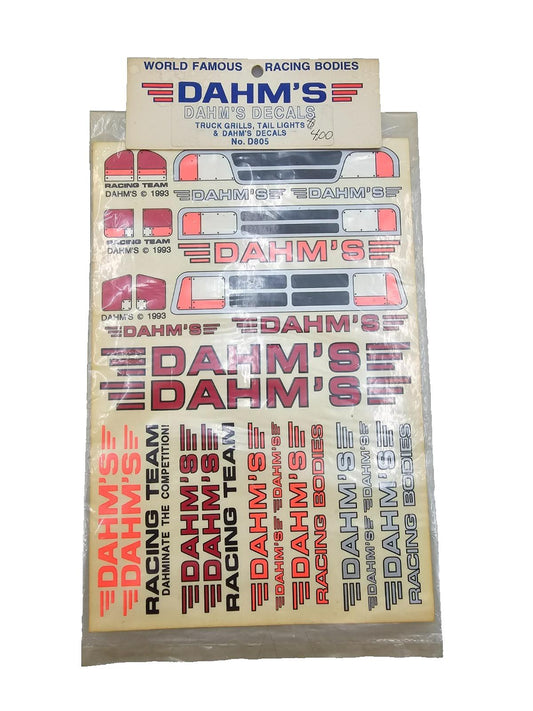 Dahm's RC Vintage NOS decal sheet #D805 grilles, lights, and Dahm's decals