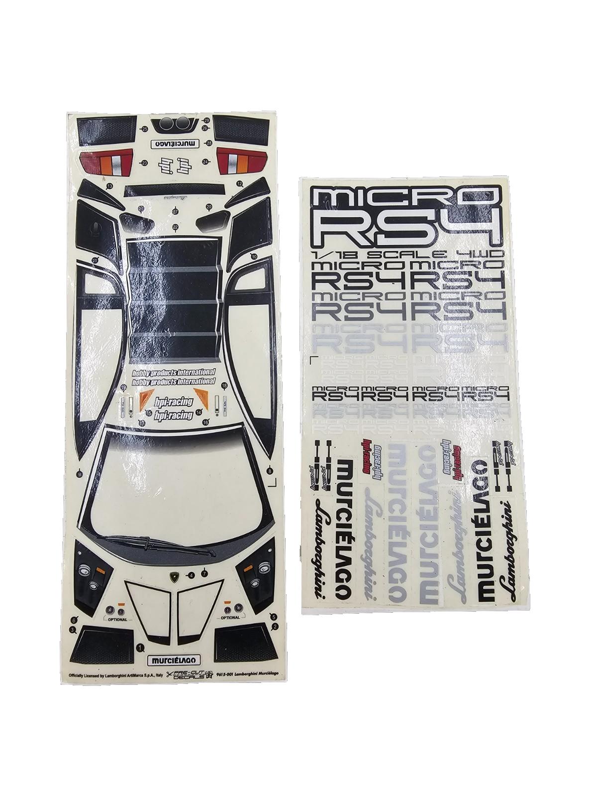 Vintage Micro RS4, Xray, m18 1/18 Murcielago decal sheets complete, rare