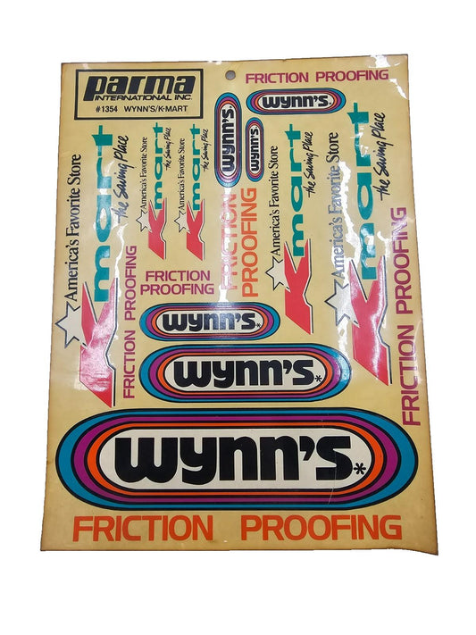Parma Wynn's/K-mart Friction proofing decal sheet #1354 NOS Vintage