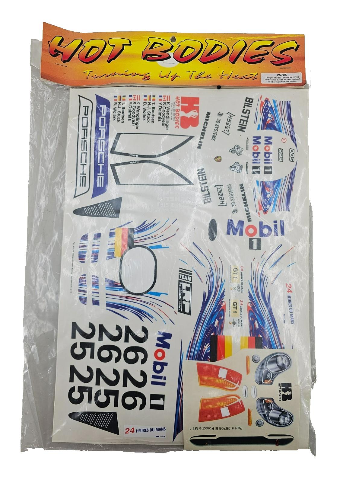 Hot Bodies Vintage NOS Porsche GT-1 Decal sheet Rare #25705
