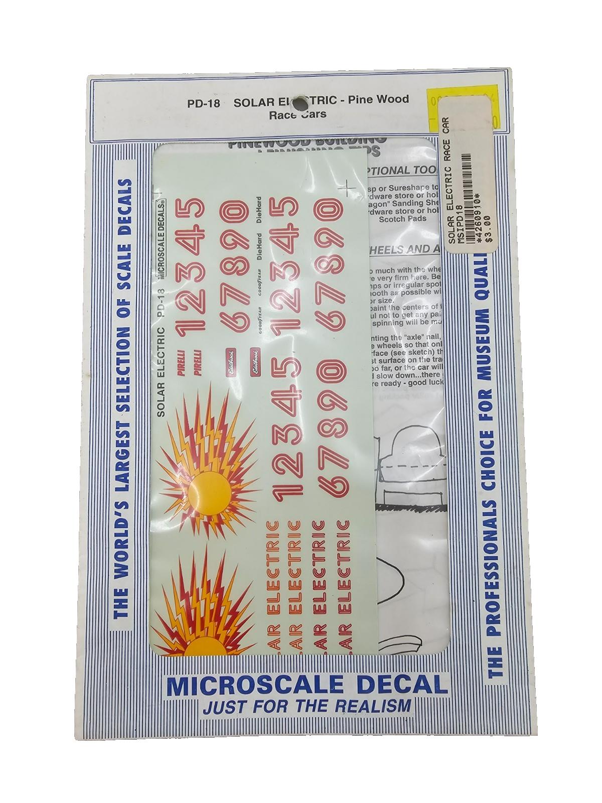 PD-18 Solar electric pin wood decal sheet microscale