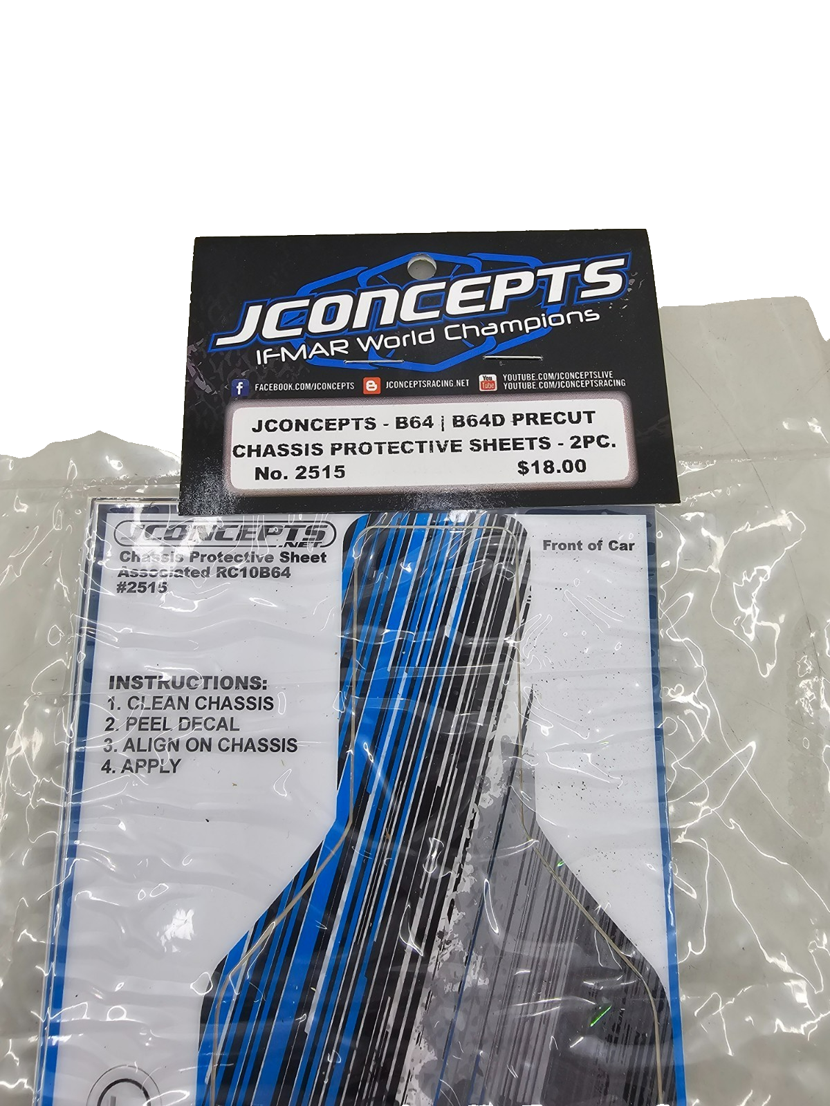 JConepts precut chassis protective sheet striker graph B64 #2515