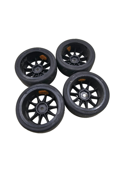 RJ Ride street tires on multi spoke wheels for 1/10th scale rc car, set of four
