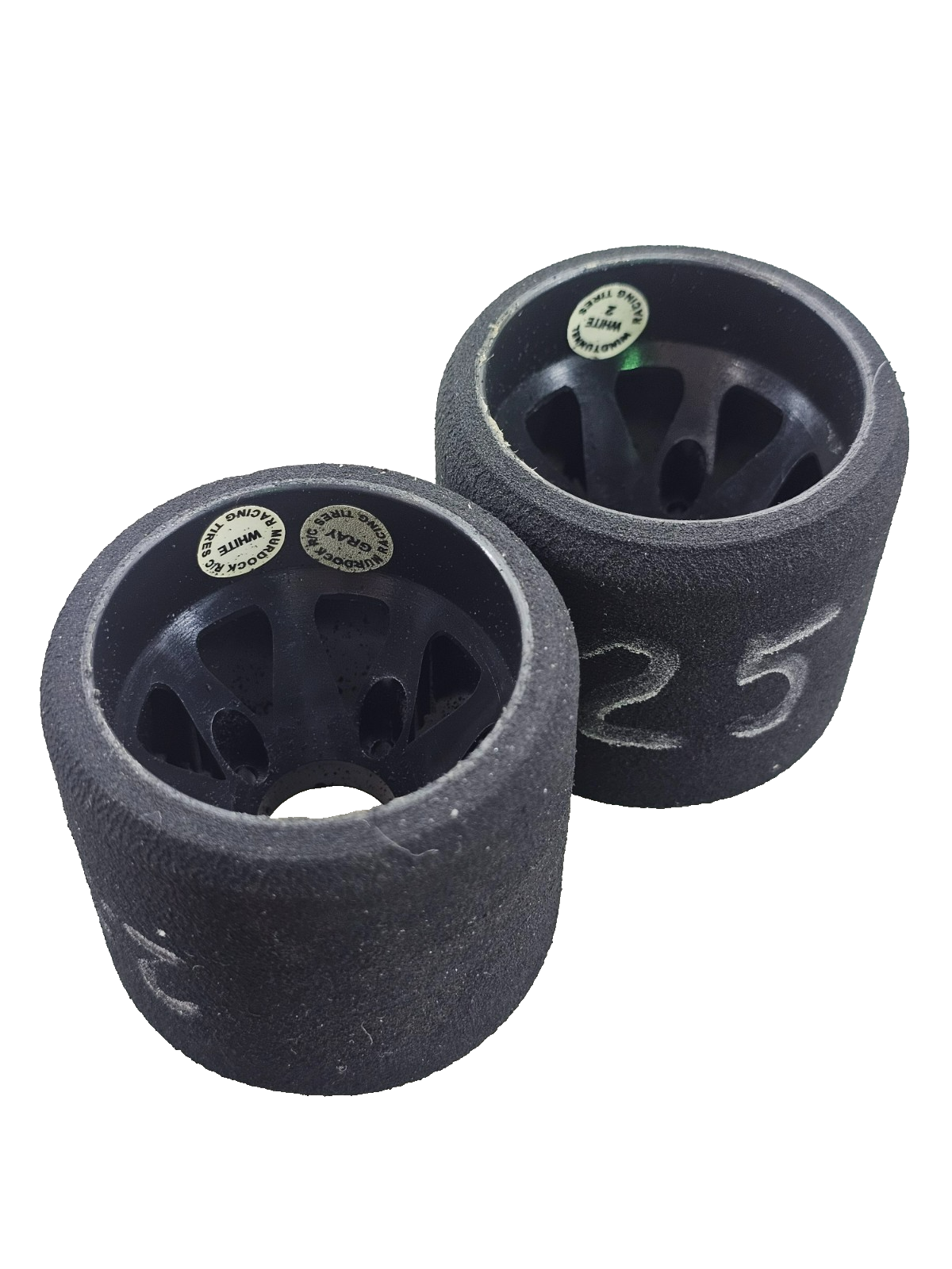Murdock 1/10 foam tires for pan car racing, carpet racing, white compound rears