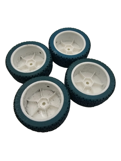 Vintage RARE Blue 1/10th scale 12mm hex wheels and tires Pirelli All star racing