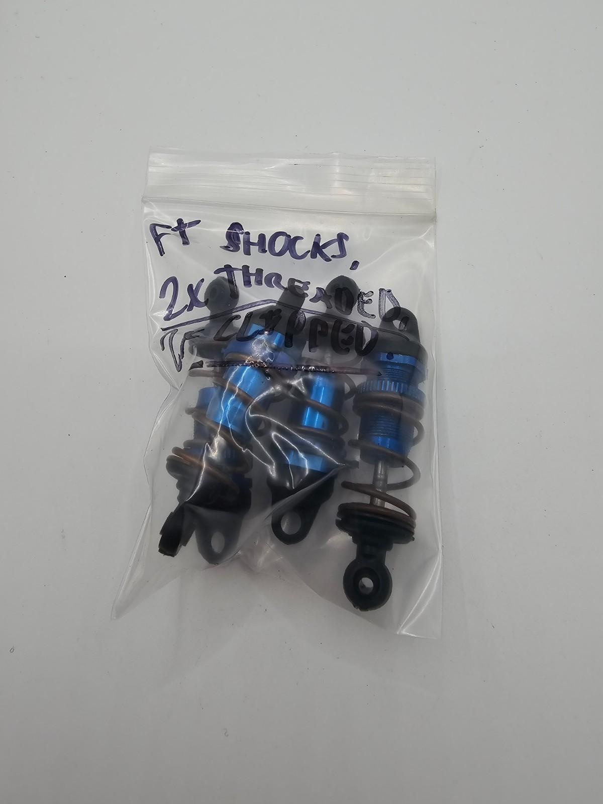 Team Associated NTC3 Factory team blue aluminum shocks, 2 threaded 2 not