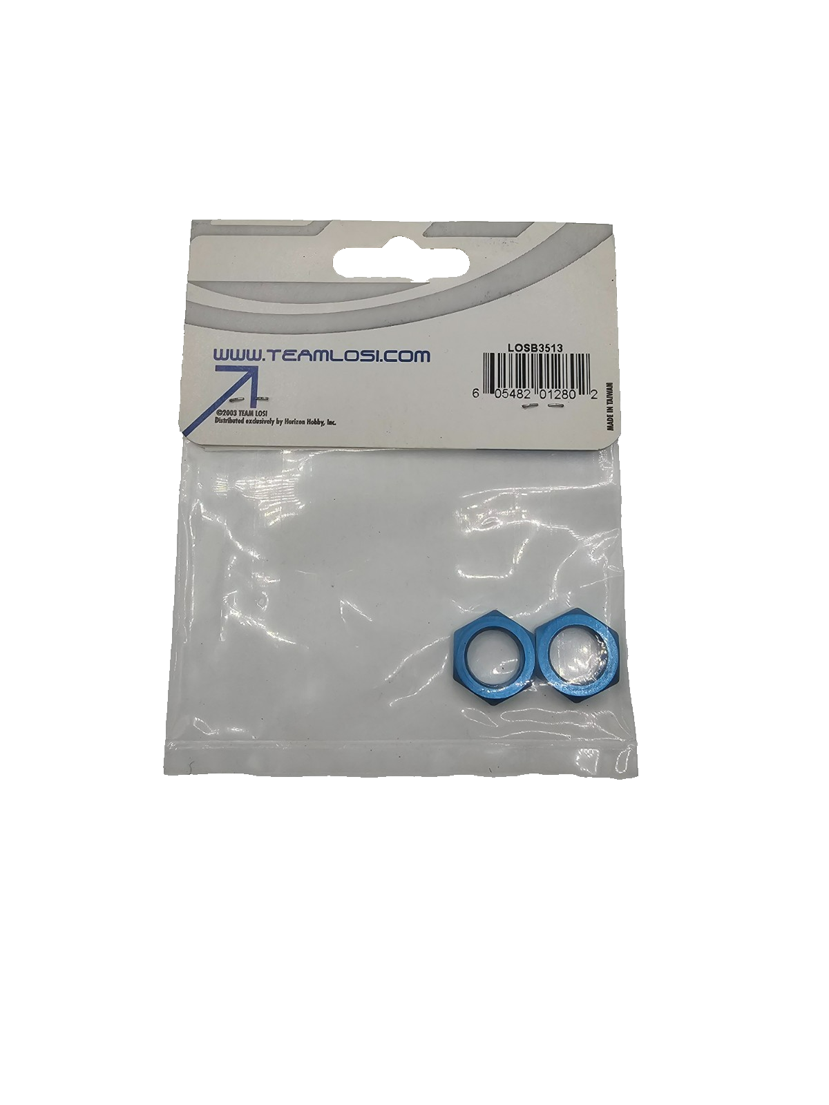Team Losi LST2 20mm wheel hex nuts, blue, pack of two #LOSB3513