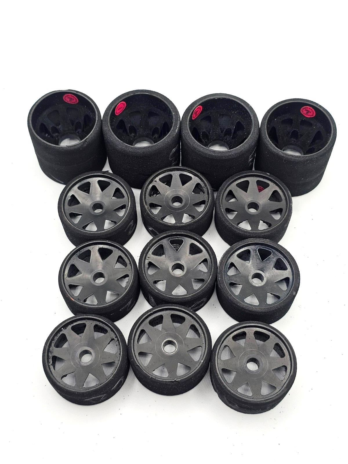1/10th scale foam wheels for carpet racing pan car, pink, black white compounds