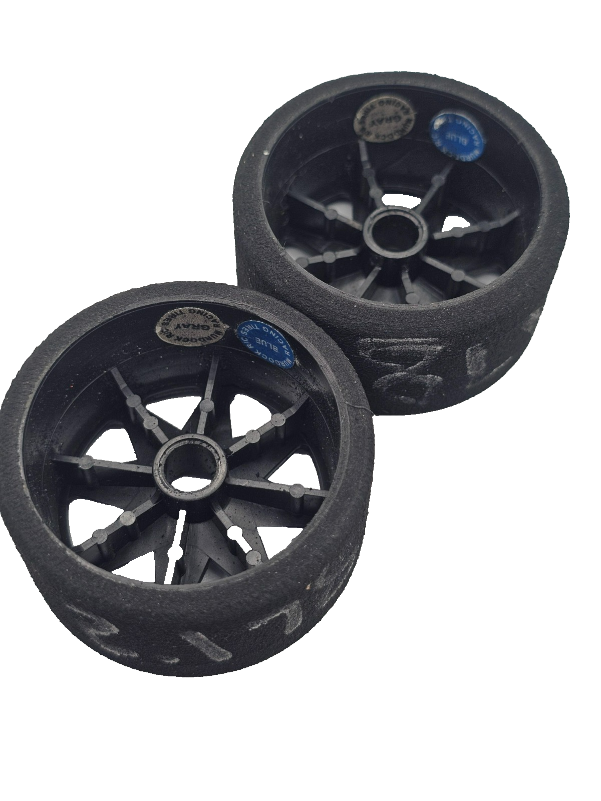 Windtunnel 1/10th foam wheels for carpet racing pan car blue/grey compound