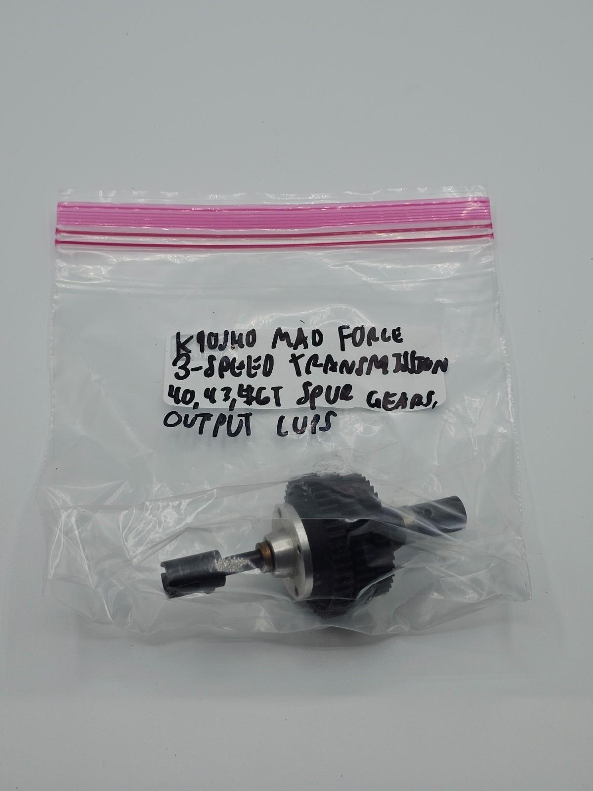 Kyosho Mad Force 3 speed transmission w/ 40, 43, 36 spur gears & output cups