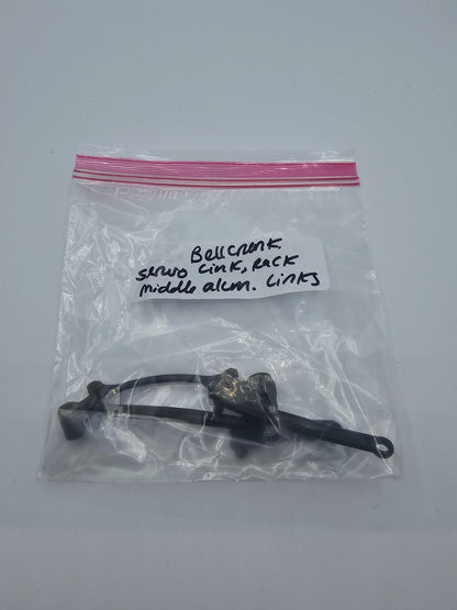 Axial Exo Terra bell cranks, servo horn, links, aluminum bellcrank mount