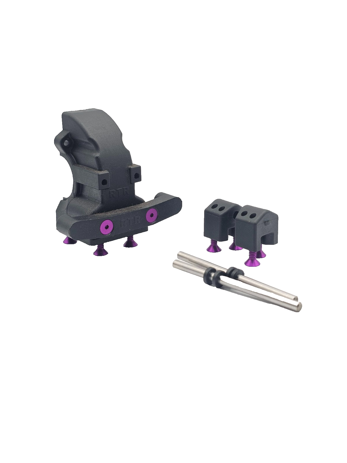 Losi XXX-S Differential case/ cover #4213 with toe blocks, pins, purple hardware