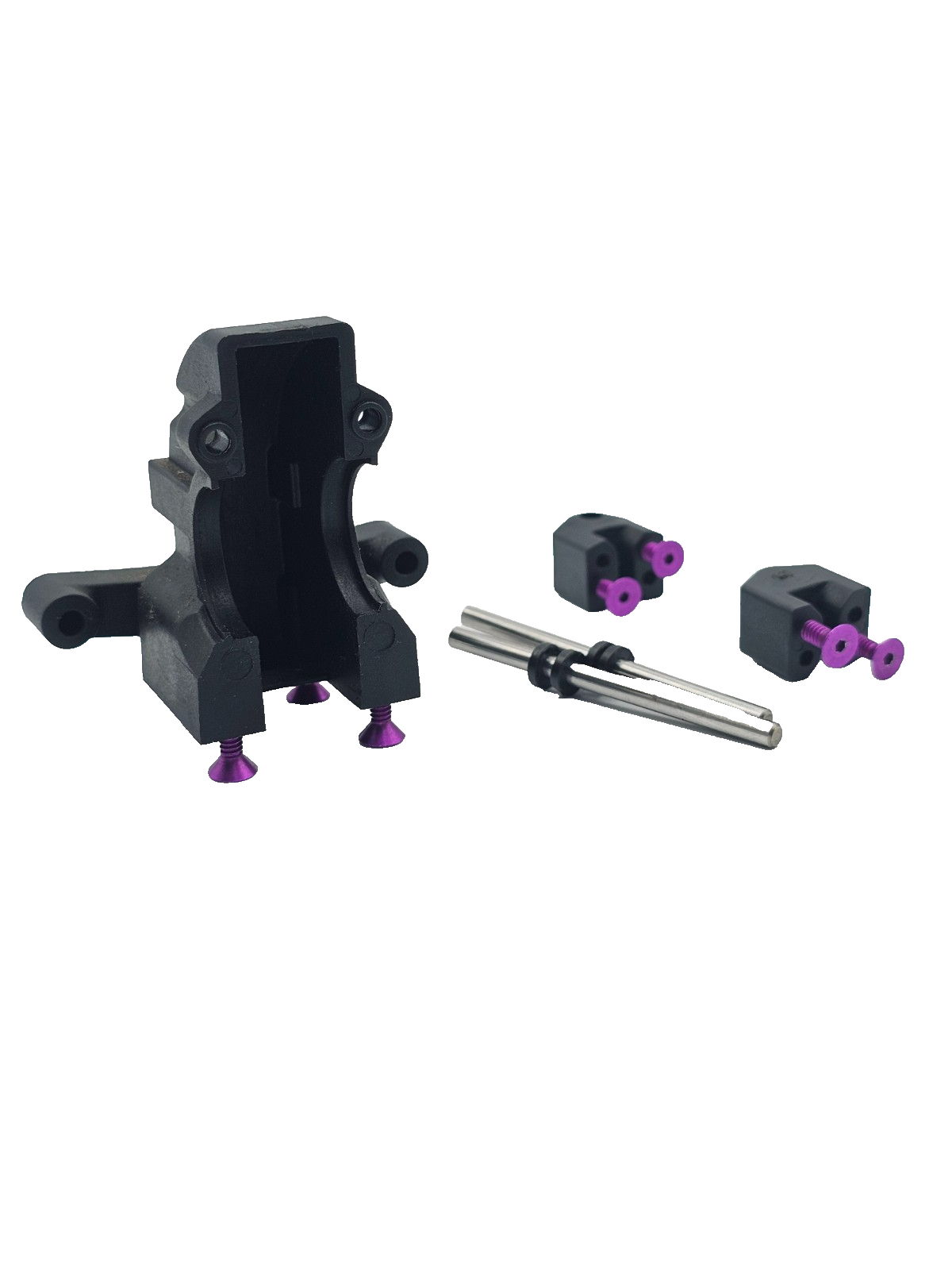 Losi XXX-S Differential case/ cover #4213 with toe blocks, pins, purple hardware