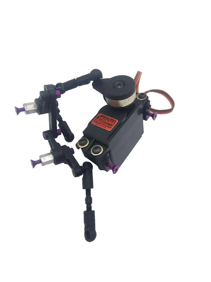 Losi XXX-S steering servo with horn, links, bellcranks and JR racing Z590M works