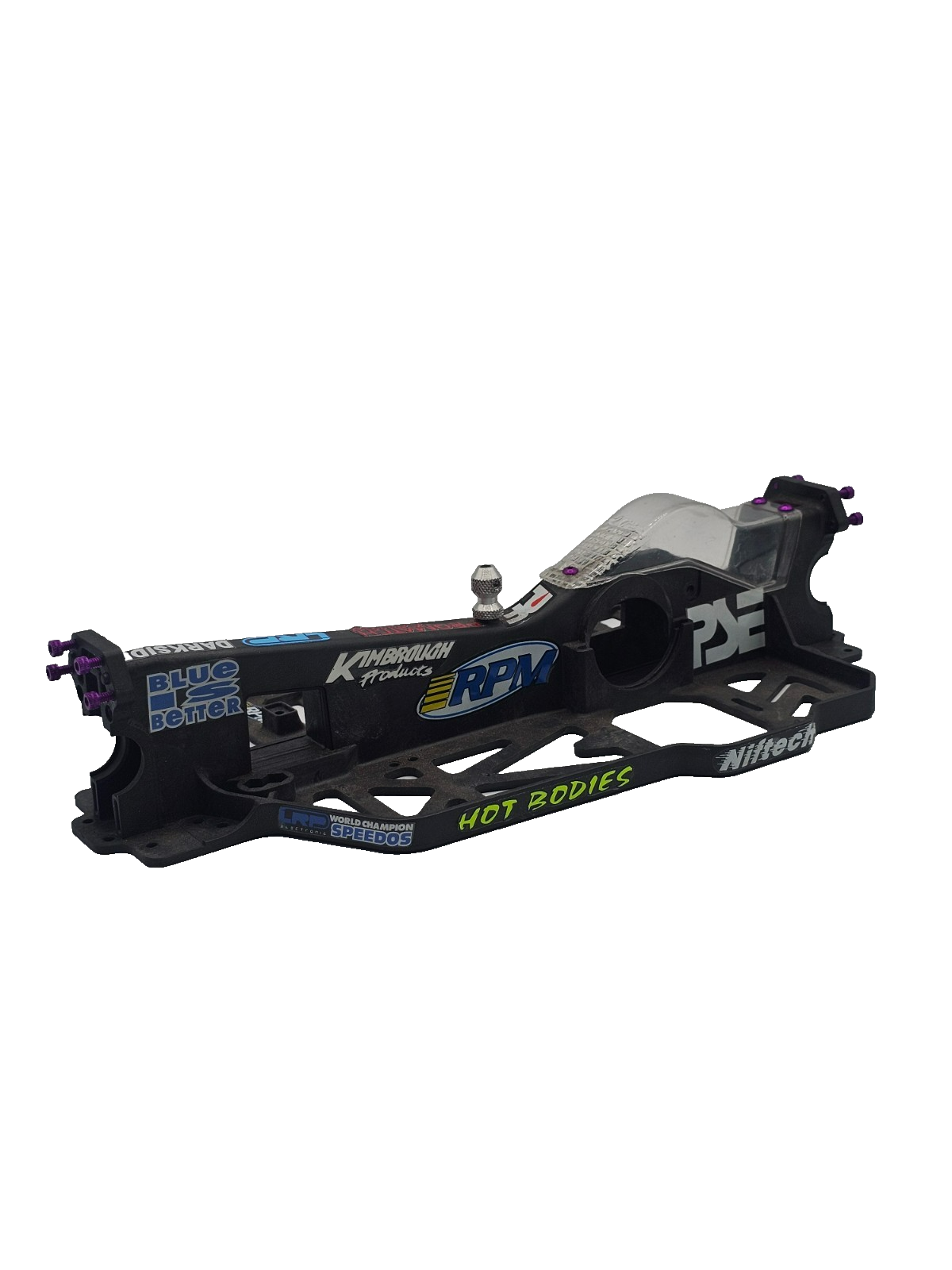Losi XXX-S Graphite chassis with gear cover, insert covers, colored hardware