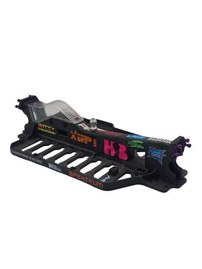 Losi XXX-S Graphite chassis with gear cover, insert covers, colored hardware