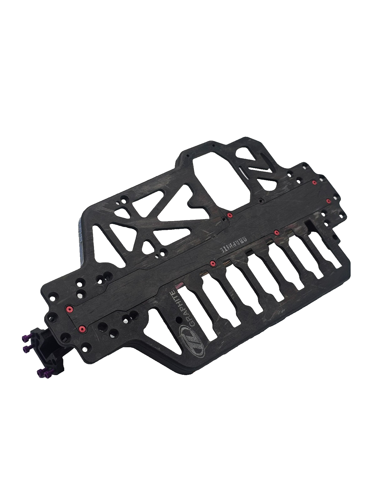 Losi XXX-S Graphite chassis with gear cover, insert covers, colored hardware