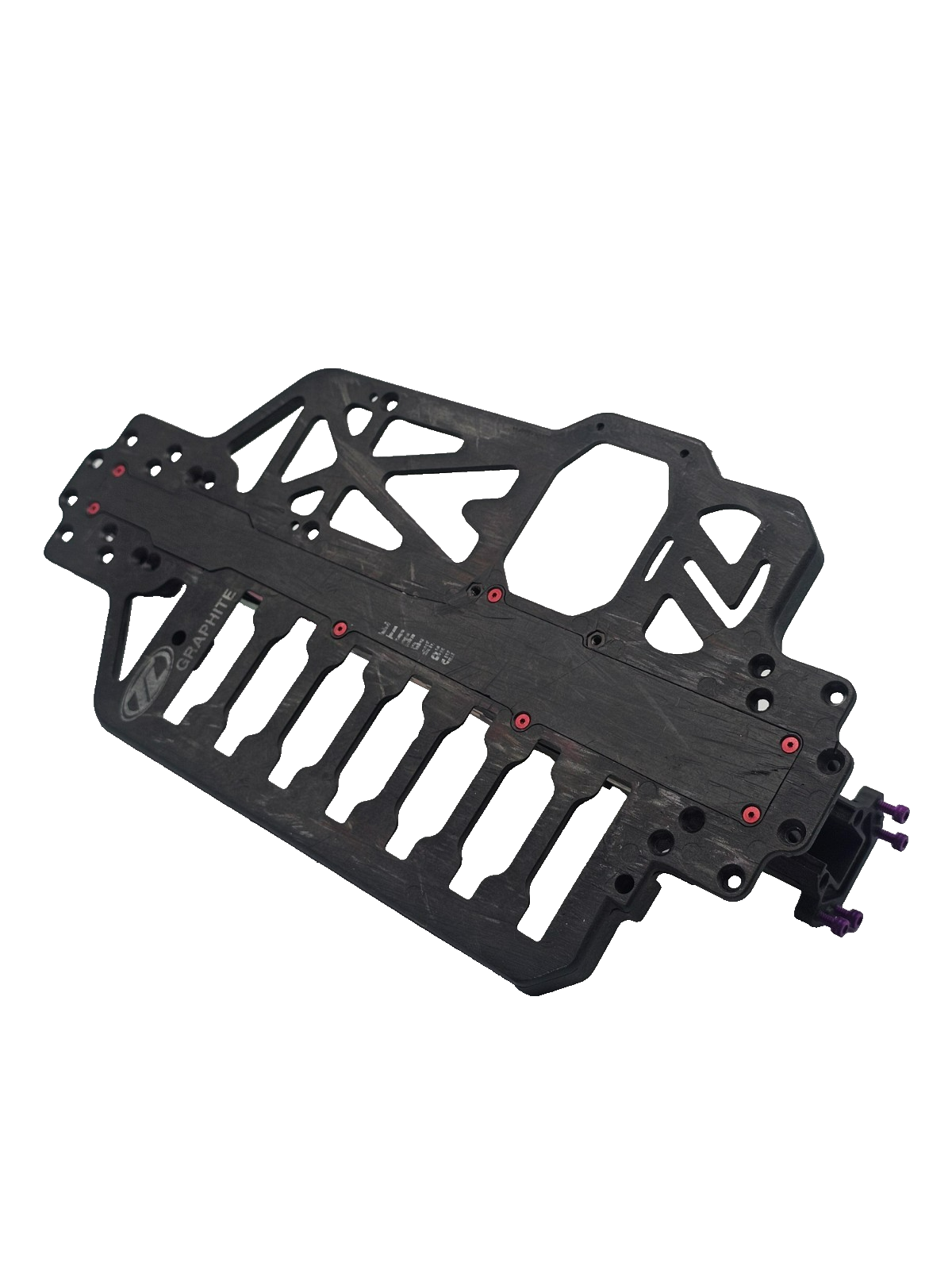 Losi XXX-S Graphite chassis with gear cover, insert covers, colored hardware