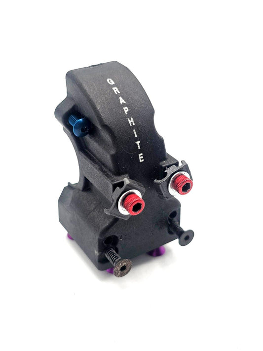 Losi XXX-S graphite rear differential cover with colored hardware