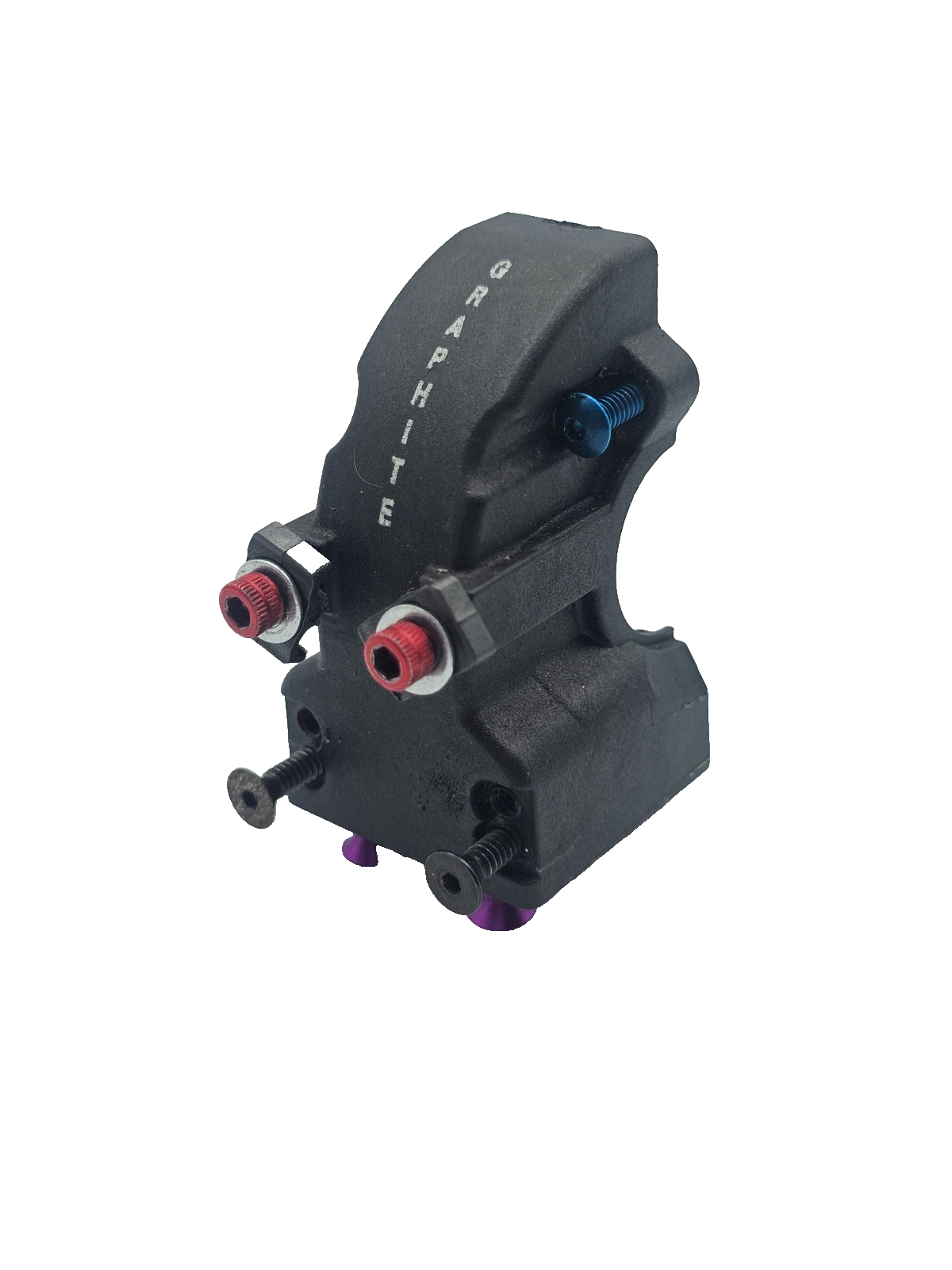 Losi XXX-S graphite rear differential cover with colored hardware