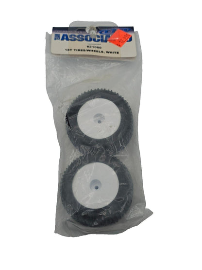 Team Associated  mini pin tires on white wheels rc18 1/18th scale #21060 ripped