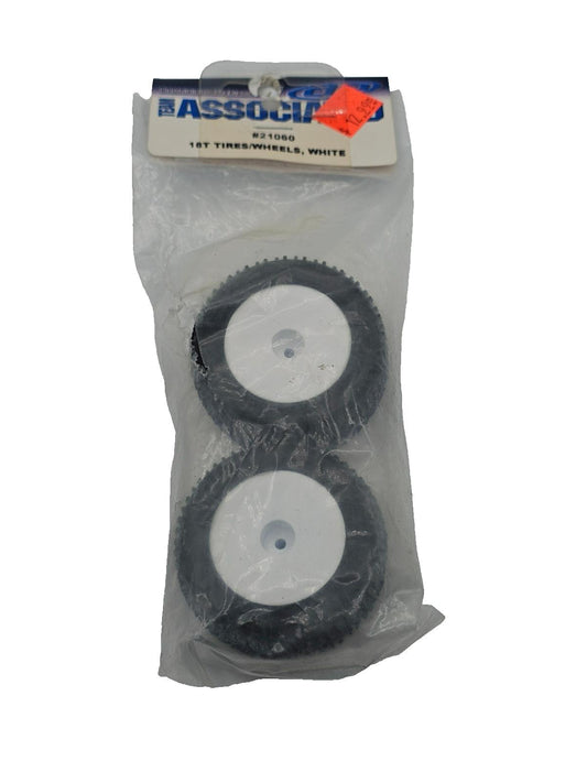 Team Associated  mini pin tires on white wheels rc18 1/18th scale #21060 ripped