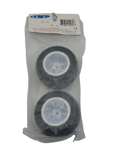 Team Associated  mini pin tires on white wheels rc18 1/18th scale #21060 ripped