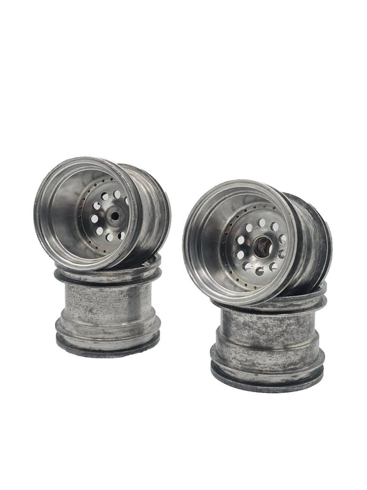 Vintage RC Truck aluminum wheels, staggered, 1/10th scale bearing type full set