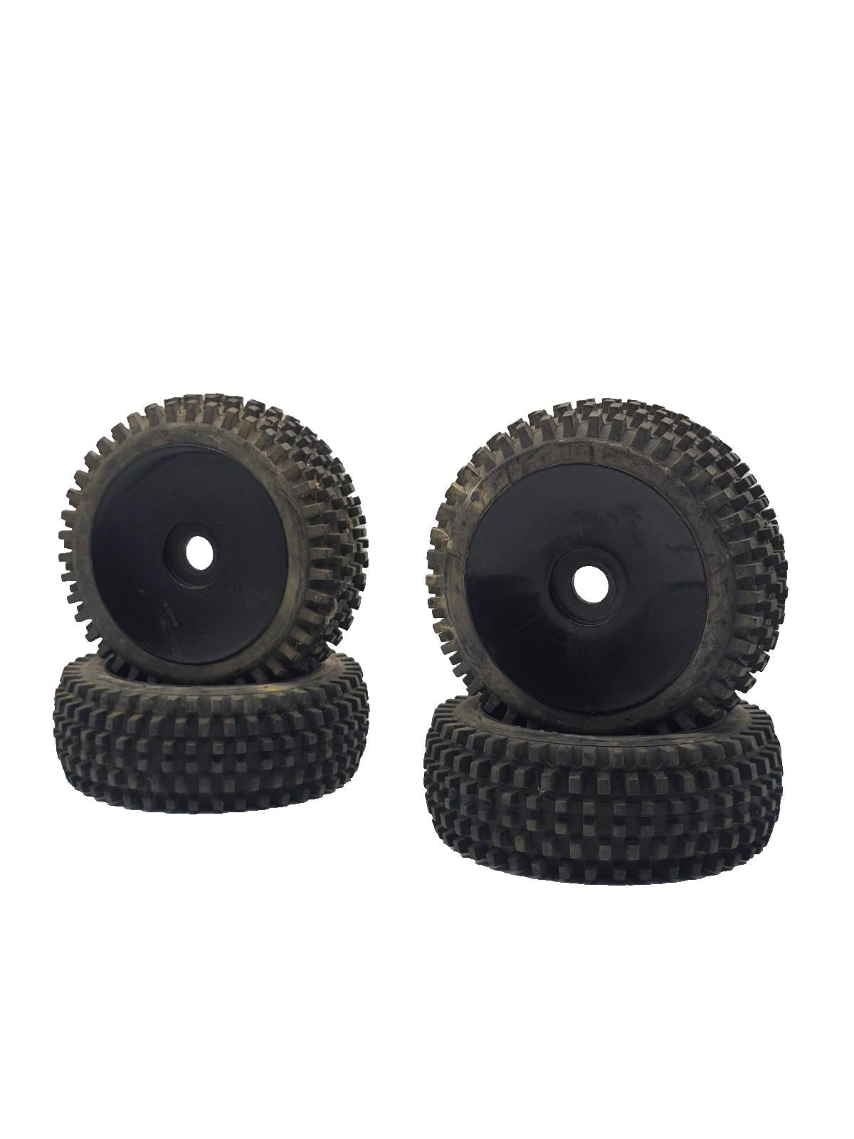 1/8 buggy block tread tires on black 17mm hex wheels