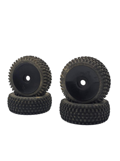 1/8 buggy block tread tires on black 17mm hex wheels